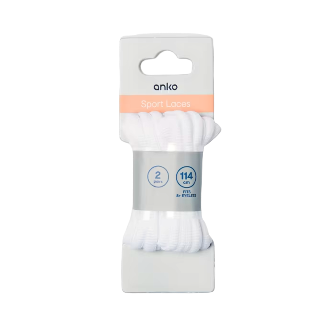 Anko White Sport Shoe Laces 114cm (2 Pair)