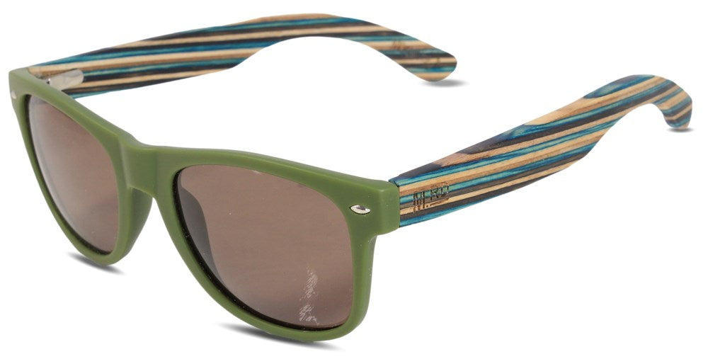 50/50s Green Sunglasses with Striped arms