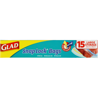 Glad Snap Lock Storage Bags 260 x 380mm 15pk