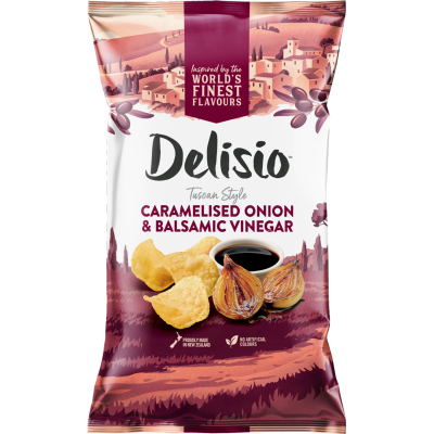 Delisio Tuscan Style Caramelised Onion & Balsamic Vinegar Potato Chips 140g