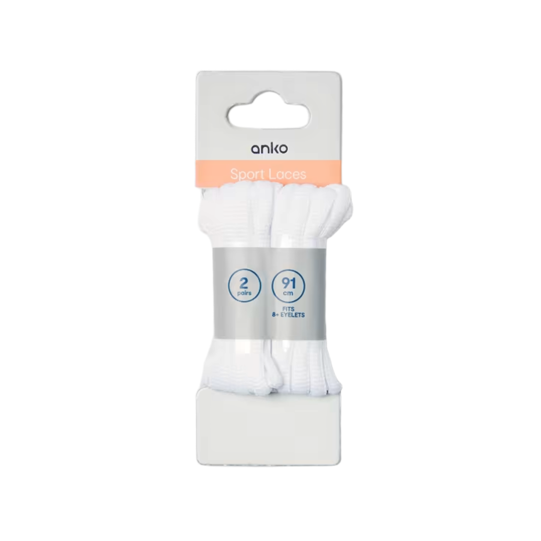 Anko White Sport Shoe Laces 91cm (2 Pair)