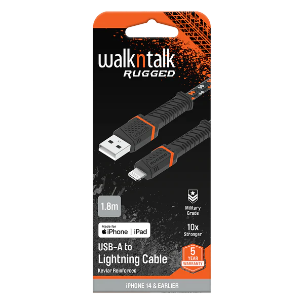 WalknTalk Rugged USB A to Lightning Cable