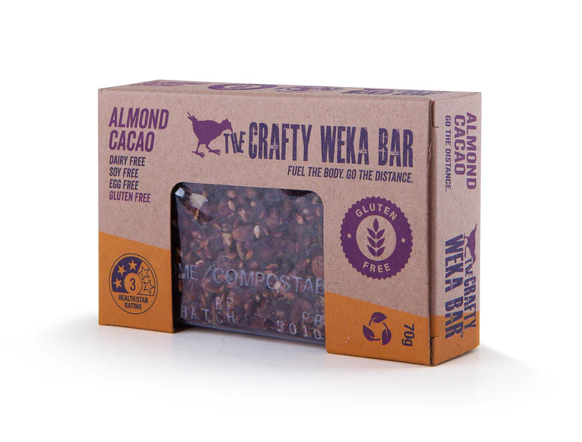 The Crafty Weka Almond and Cacao Flavour Gluten Free Snack Bar 70g