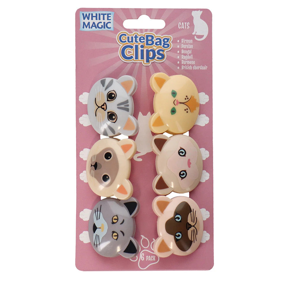 Cute Cats Bag Clips 6pk