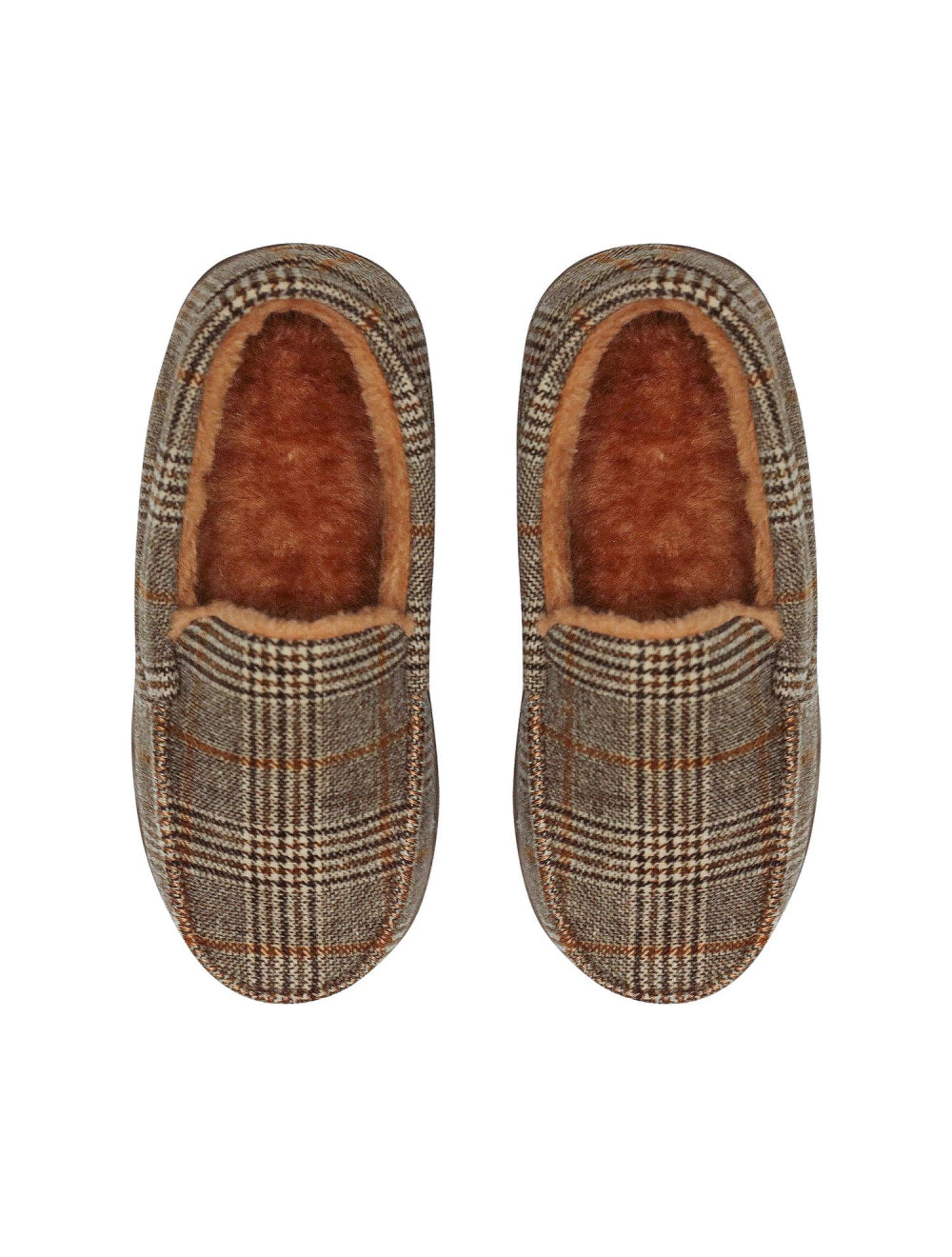 SnuggUps Men's Moccasin Brown Plaid Slippers