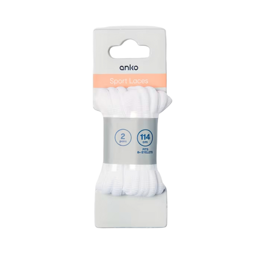 Anko White Sport Shoe Laces 114cm (2 Pair)