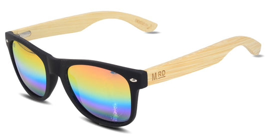 50/50s Black Sunglasses with Rainbow Reflective Lens