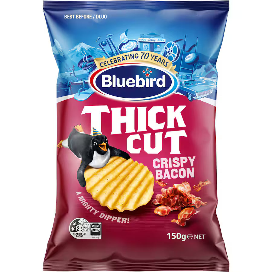 Bluebird Thick Cut Crispy Bacon Potato Chips 150g