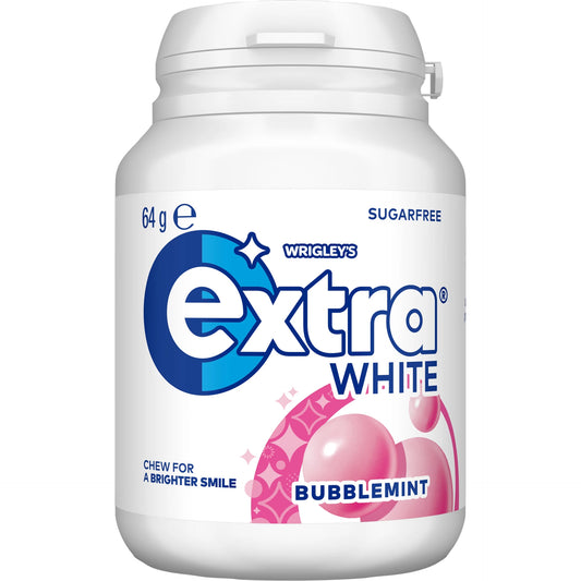Extra White Gum Bubblemint 64g Bottle