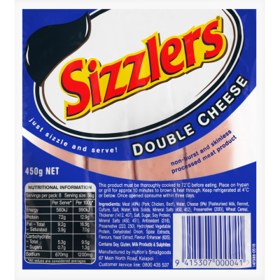 Sizzlers Double Cheese 450g