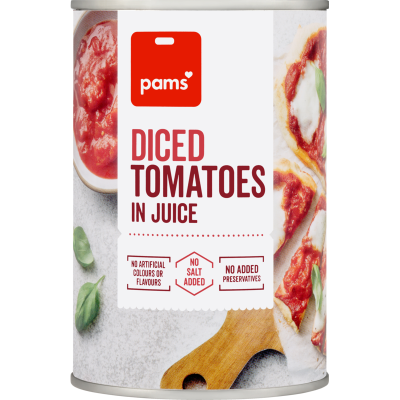 Pams Diced Tomatoes in Juice 400g Can