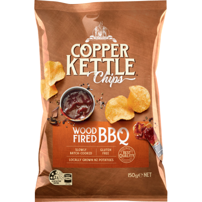 Copper Kettle Wood Fired BBQ Potato Chips 150g