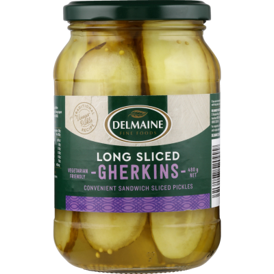 Delmaine Long Sliced Gherkins 480g