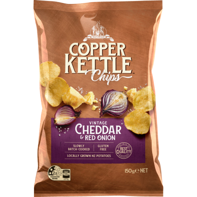 Copper Kettle Vintage Cheddar & Red Onion Potato Chips 150g