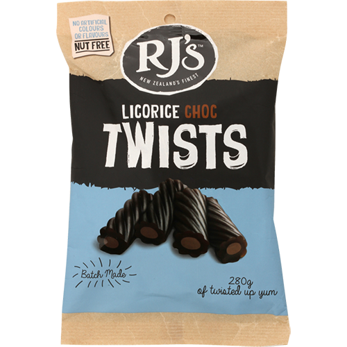 RJ's Licorice Choc Twists 280g