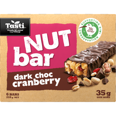 Tasti Nut Bar Dark Choc Cranberry 6 x 35g Bars