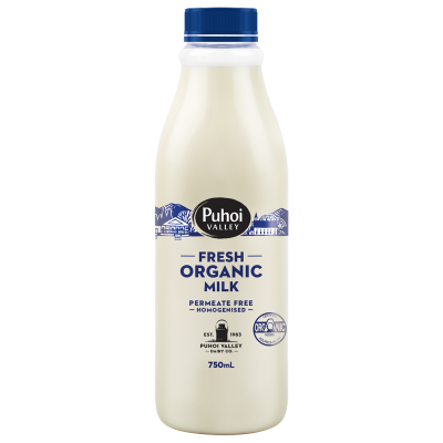 Puhoi Valley Fresh Organic Milk 750ml
