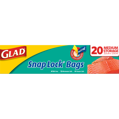 Glad Snap Lock Medium Storage Bags 22cm x 25cm 20pk