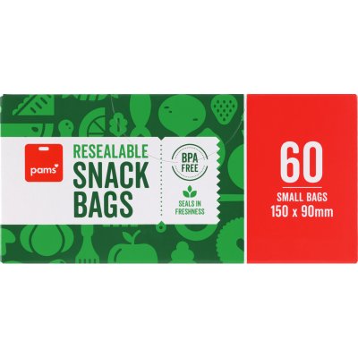 Pams Resealable Small Snack Bags 150 x 90mm 60pk