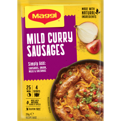 Maggi Mild Curry Sausages Recipe Base Sachet 29g