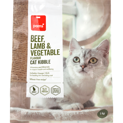 Pams Beef Lamb & Vegetabe Flavour Cat Kibble 1kg
