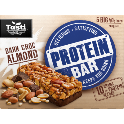 Tasti Protein Bar - Dark Choc Almond (5 Big Bars 200g)