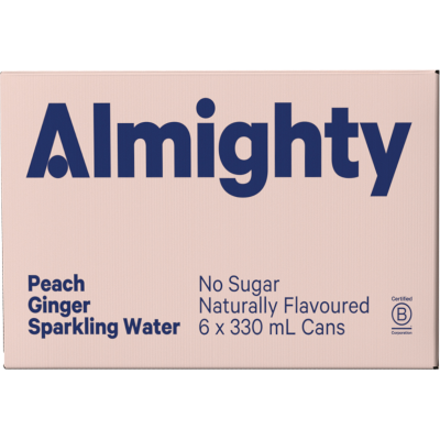Almighty Peach Ginger Sparkling Water 330ml 6pk