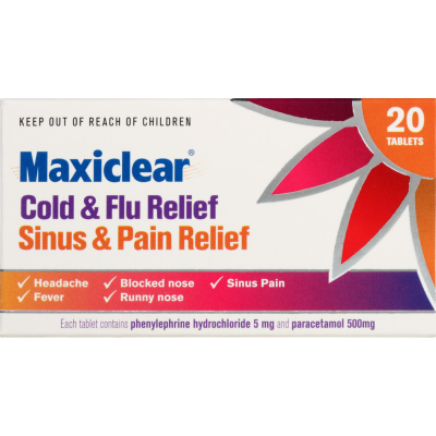 Maxiclear Cold & Flu - Sinus & Pain Relief (20 Tablets)