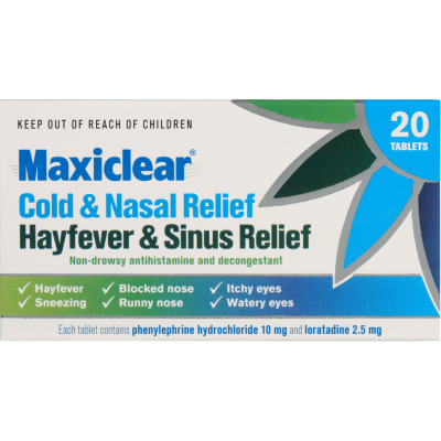 Maxiclear Cold & Nasal - Hayfever & Sinus Relief 20pk