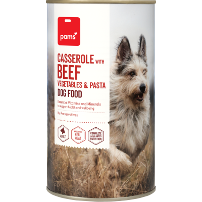 Pams Casserole with Beef Vegetables & Pasta Dog Food 1.2kg
