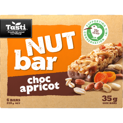 Tasti Nut Bar Choc Apricot 6 x 35g Bars