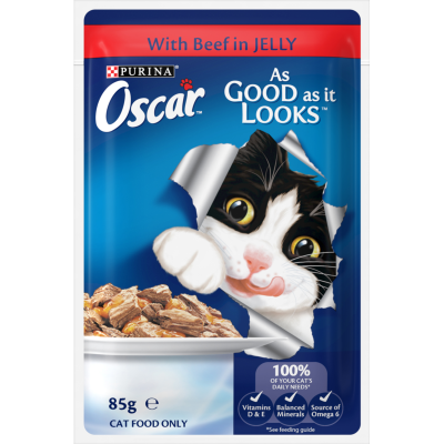 Purina Oscar Beef in Jelly Cat Food 85g Pouch