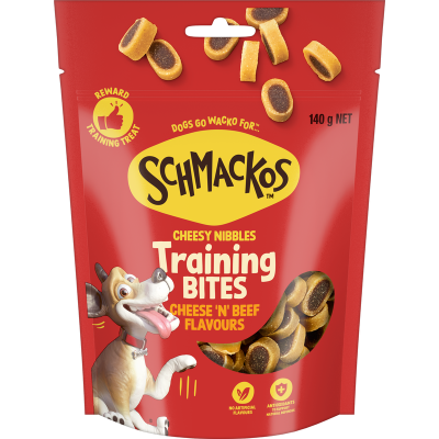 Schmackos Cheesy Nibbles Cheese 'N' Beef Flavours Training Bites 140g