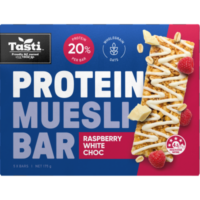 Tasti Raspberry White Choc Protein Muesli Bar  5 x 35g