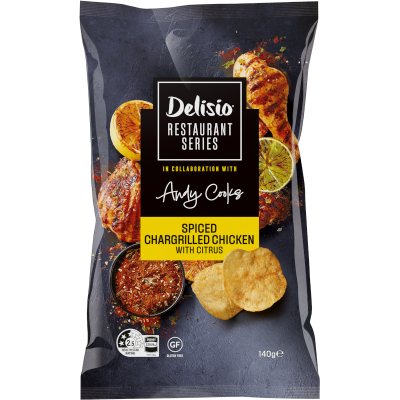 Delisio Restaurant Series Spiced Chargrilled Chicken With Citrus Potato Chips 140g