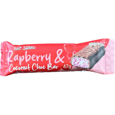 NZ Sweets Raspberry & Coconut Choc Bar 47g