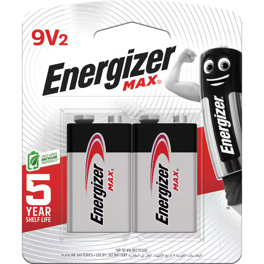 Energizer Max 9V Battery 2pk