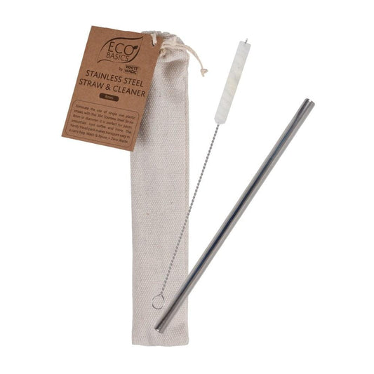 Eco Basics 8mm Stainless Steel Straw & Cleaner