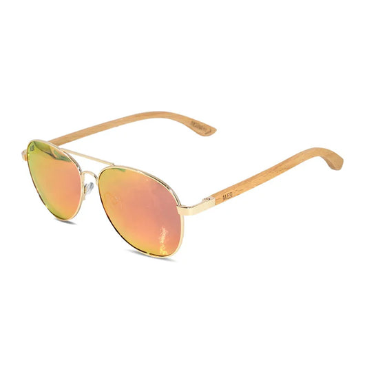 Moana Rd Charlie Aviator - Pink Reflective Lens, Light Arms