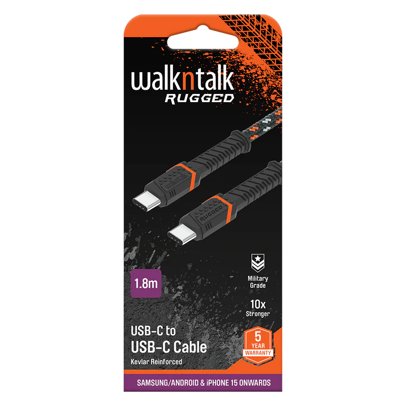 WalknTalk Rugged Kevlar USB-C to USB-C Charging Cable
