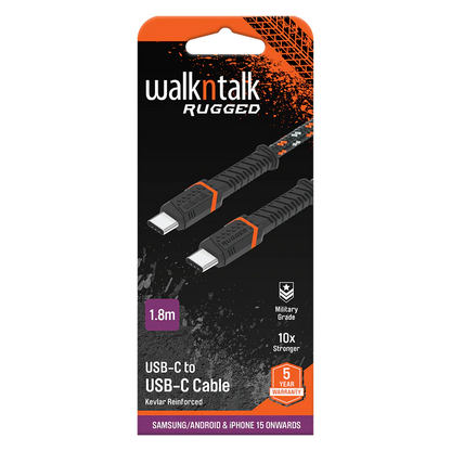 WalknTalk Rugged Kevlar USB-C to USB-C Charging Cable