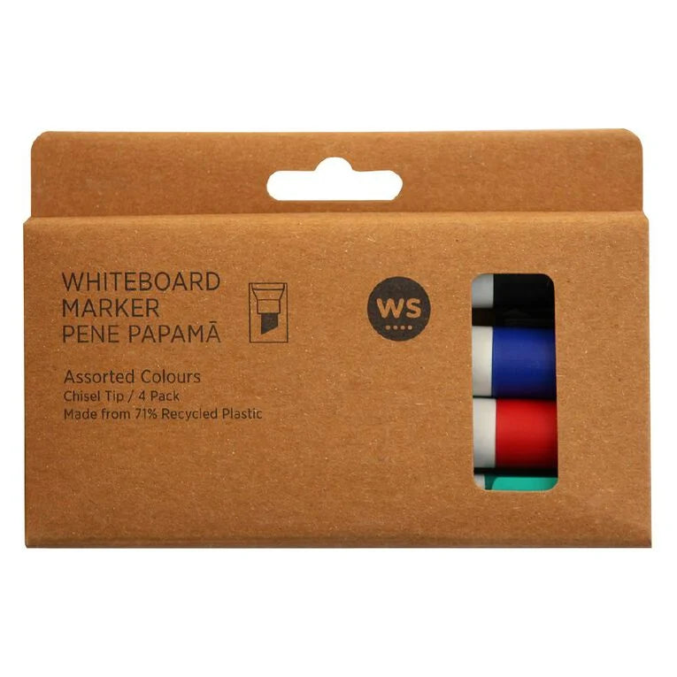 WS Whiteboard Marker Assorted Colours 4pk