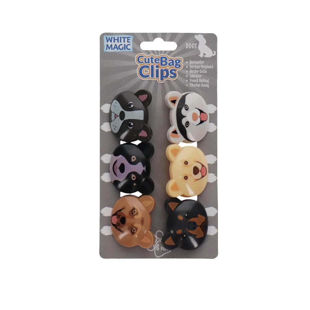 Cute Dogs Bag Clips 6pk