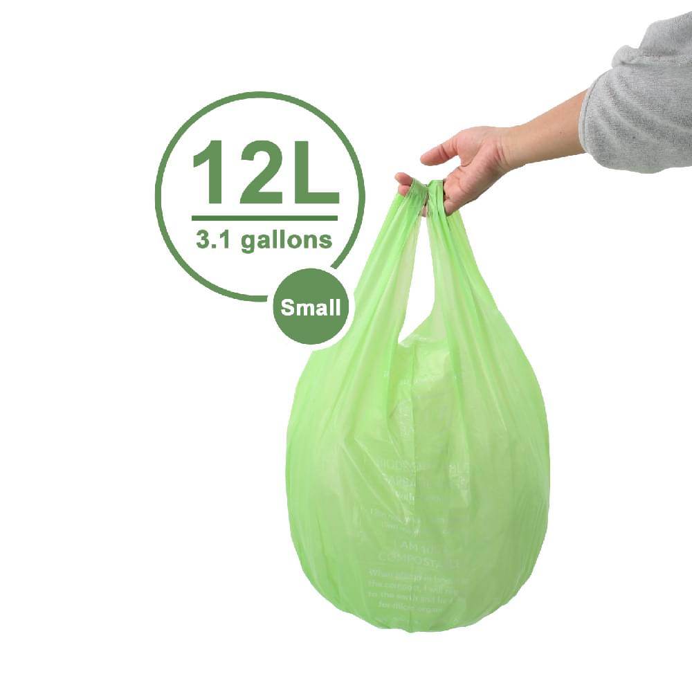 Eco Basics 100% Home Compostible Small Garbage Bags with Handles 12L