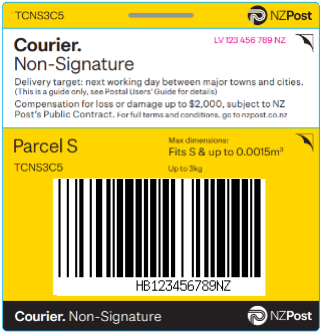 NZ Post Courier S Parcel Ticket