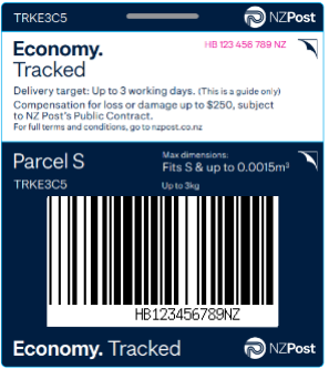 NZ Post Economy S Parcel Ticket