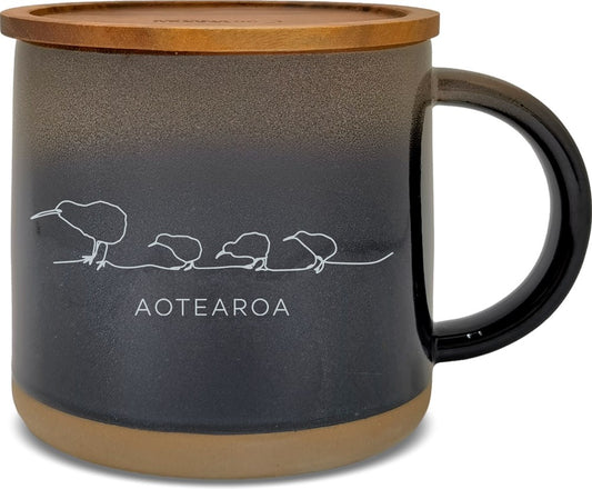Glazed Black Ceramic Mug - Kiwi