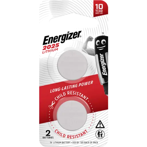 Energizer 2025 Lithium Button Batteries 2pk