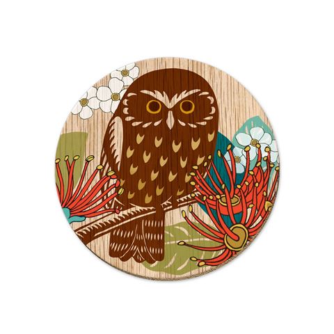 Wolfkamp & Stone Screenprint Ruru Coaster