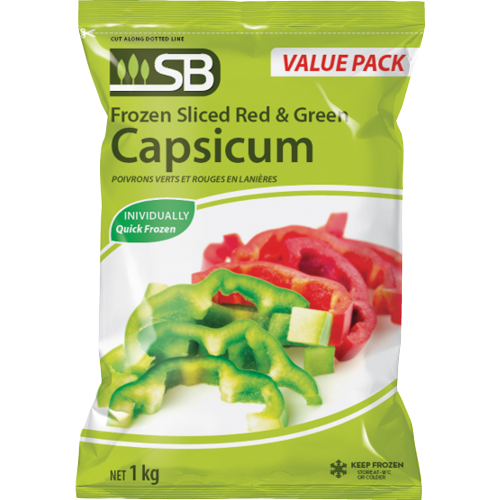 SB Frozen Sliced Red & Green Capsicum 1kg